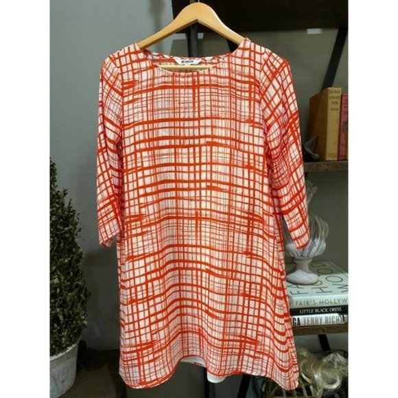 BB Dakota Plaid Boatneck Mini Dress Red Small - Picture 3 of 6